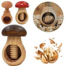 Wooden Mushroom Shaped Nutcracker Walnut Plier Multifunctional Walnut Opener Pecans Clip Easy Cracking Adjustable Nuts Tongs