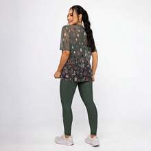 Women's Printed Tulle Blouse/Shirt, Lightweight And Stylish, Perfect For Layering, Fitness, And Modern Casual Looks. Oversized Shirt. - 冬日花園 - 查看 3