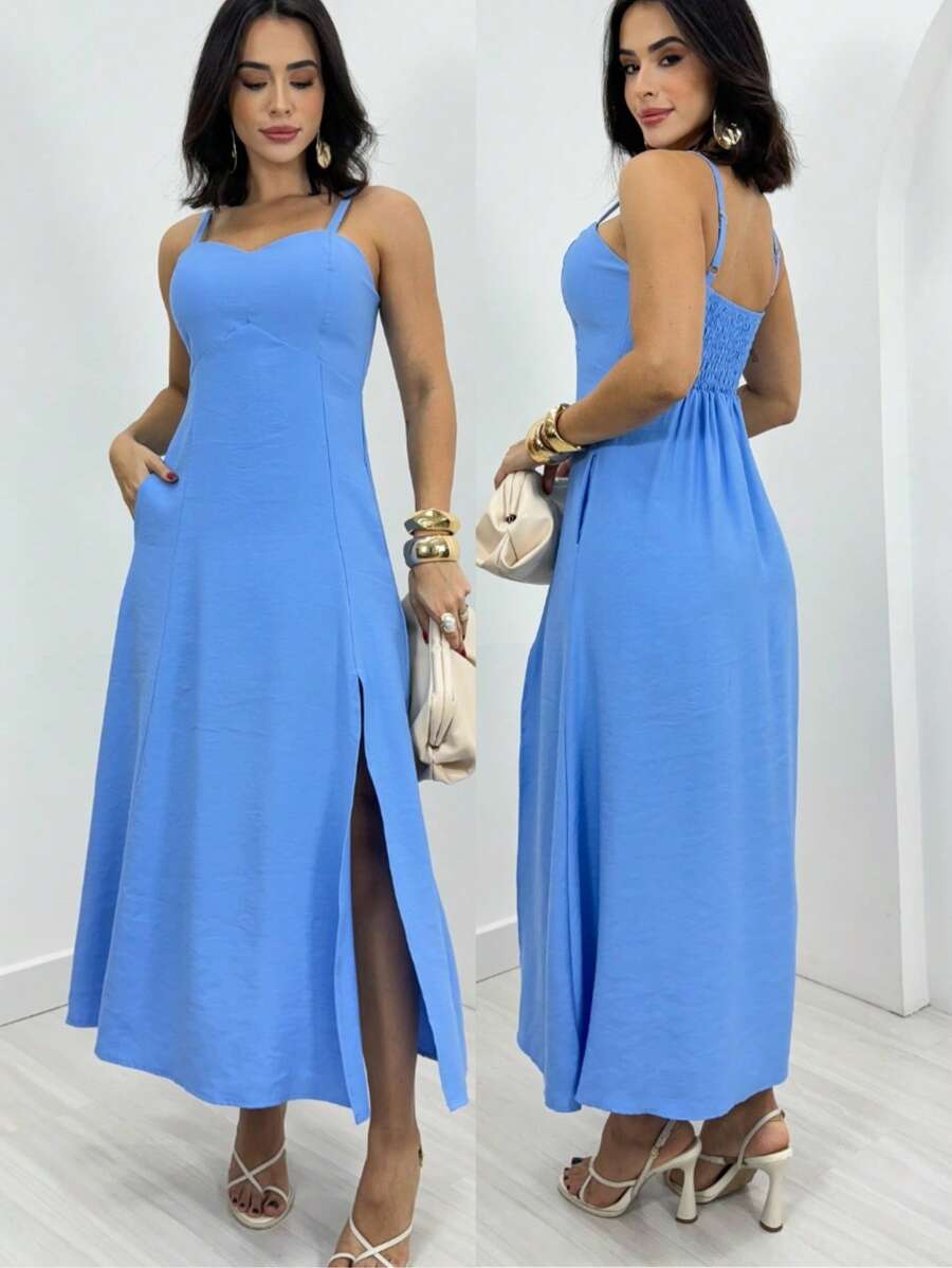 Women's Long Dress For Summer Weddings - Blue - View 1