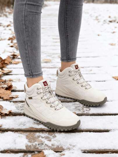 baasploa Women's Plush Lining Thick Sole Elevated Sneakers - A Must-Have Fashionable Winter Outdoor Item, Women's Outdoor Lace-Up Boots, Fashionable And Comfortable Leather Durable Anti-Slip High-Top Travel Hiking Work Boots, Women's Shoes, Thick-Soled Sneakers, Winter Boots, Women's Shoes, Plush Boots, Platform Shoes, Peace Shoes, Brand Sports Shoes, Casual Shoes