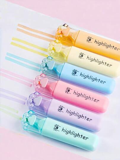 4/6 件装猫爪荧光笔 - 适合青少年和成人的粉彩学习马克笔，不晕染办公用品，考试准备必备品[返校季]