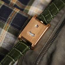 1pc Niche Design Artistic Square Watch, Retro Gold-Brown Leather Strap, Luxury Quartz Watch