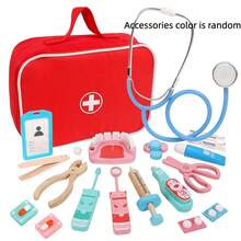 Kids Wooden Pretend Doctor Playset, Realistic Medical Toy Set For Boys And Girls, Family Fun Interactive Gift - Multicolor - View 11