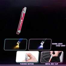 1 件医用铝合金笔灯，可重复使用 LED 医用笔电筒，带瞳孔刻度卷尺和尺子，适用于护理学生，白光，暖光，适用于护士、学生、医生日常使用袖珍护士铝制笔灯，干电池电源（不含电池），生日礼物，毕业季礼物