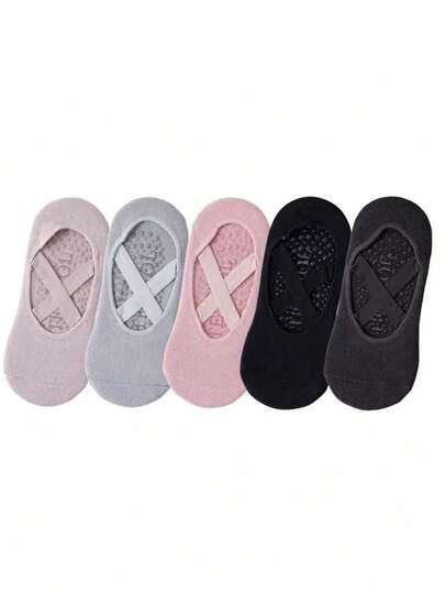 1/5 Pairs Of Women'S Pilates Non-Slip Yoga Socks, Grip Socks With Grip, Neutral Hospital Socks, Ankle Support, Shock-Absorbing Sports Socks