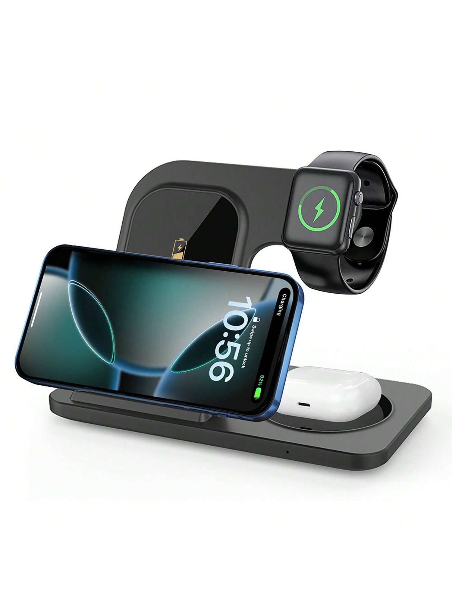 حامل شحن لاسلكي ثلاثي الوظائف قابل للطي بقوة 15 وا...