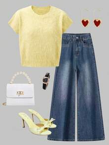 Women Knitted Sleeveless Top,Simple & Fashionable Casual EverydayWear,Christmas New Year - Yellow - View 4