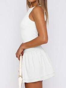 女士纯色紧身露背圣诞连衣裙 - 白色 - 查看 8