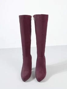 Bottes d'hiver pour femmes, bottes élégantes montantes pour dames, bottes rouges vin, bottes hautes, bottes en denim, bottes à plateforme et semelle épaisse, chaussures de mariage, bottes d'hiver, bottes pour femmes, bottes à talon épais, bottes hautes à super talons hauts - Rouge foncé - Voir 6