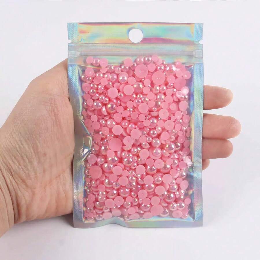 2368颗3-8毫米混合树脂仿珍珠和水晶水钻，平底，DIY珠宝工艺材料，适用于手机壳、化妆镜、杯子、鞋子、服装装饰