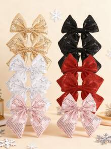 2 chiếc kẹp tóc nơ lấp lấp lánh - Phụ kiện tóc nơ bằng vải mềm mại, bóng bẩy dành cho tuổi teen, phù hợp cho sử dụng hàng ngày và các bữa tiệc, màu vàng/đỏ - Nhiều màu - Xem 2