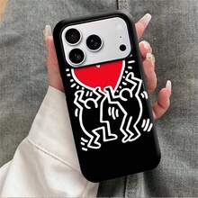 High-Quality Keith Haring Artwork Phone Cover - Compatible With IPhone 11/12/13/14/15/16/17Pro, Shockproof, Creative Handpainted Design, Gift For Girlfriend, Waterproof, Anti-Fall, Scratch Resistant - Black - View 4