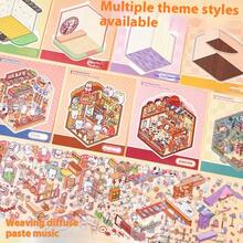 3D Stereoscopic Scene Sticker Set, Cute Pet DIY Decorative Stickers, Cartoon House Building Landscape Stickers, Children's Scrapbook Craft Supplies, Suitable For Boys And Girls - Multicolor - View 7