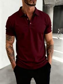 GRDR Men's Fashion Short Sleeve Casual Commuting Polo Shirt - Burgundy - View 2