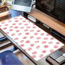 1pc Cute Strawberry Pineapple Playful Design Gaming Mouse Pad & Desk - Non-Slip Rubber Base, Washable Surface, Durable Office School Home Decor Computer Accessory, Large Mousepad Desk, Smooth Texture - 15.75*35.43英寸 - 查看 4