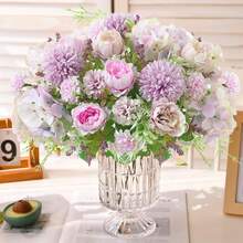 1/80pcs Artificial Silk Flowers, Including Hydrangea, Peony, Chrysanthemum, Realistic Plants For Home, Restaurant, Living Room, Outdoor Garden Decor, Floral Arrangement, Photography Props, Suitable For Autumn & Spring, Vases, Flower Walls, Wreaths, Bridal Bouquets, Wedding Decorations, DIY Wreath Materials, Birthday Party Decor, Home Decor Accessories, Diwali Decorations, New Year & Valentine's Day Gifts - Purple - View 6