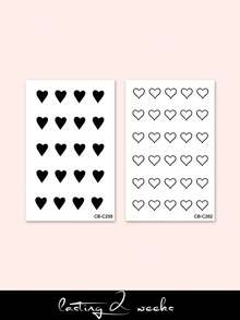 STARTTOOS 2片装天然植物成分半永久纹身贴纸，简约心形图案，适用于手指、耳朵、肩膀、脖子、锁骨等部位，可用于DIY日常、派对、节日、礼物、身体装饰，可持续1-2周，不褪色、不反光、防水，逼真纹身贴纸。 - 藍色 - 查看 3