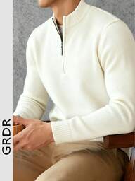 GRDR Herrtröja med lång ärm och dragkedja, mångsidig för vardagsbruk
