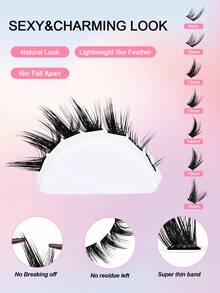 168pcs C-Curl Thick & Dense DIY Eyelash Extension Lashes, Thick Cat Eye Lashes, Thin Lashes, 8-16mm Eyelash Extension Lashes - 黑色 - 查看 7