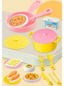 1 Set ABS Material Realistic Children's Interactive Cooking Stove Cookware, Girls' Play Kitchen Toy Set, Educational Toy, Party Toy, Party Gift, Birthday Gift - Multicolor - View 3