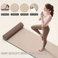 ILILI Yoga Mat 10mm Extra Thick And 193cm Extra Long 76x28*0.4 Inch Double Color NonSlip TPE Material Easy Carrying With Strap Ideal For Yoga Pilates Floor Exercise Home And Outdoor Use  Friendly - 米棕色 - 查看 2