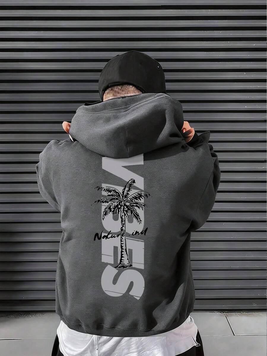 Tween Boy Letter Print Warm Sweatshirt - Dark Grey - View 1