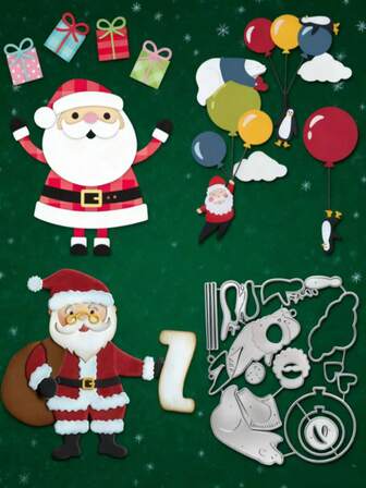 1件装圣诞老人金属切割模具，新款模切图案，压花模板，适用于DIY手工、剪贴簿制作，模板模具，相册装饰纸模切图案，适用于卡片制作，DIY工艺装饰