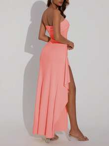 Elegant Backless Chic Wedding Birthday Club Party Dress Sexy Spring Summer Valentine's Day Dresses For Women - Coral Pink - View 4
