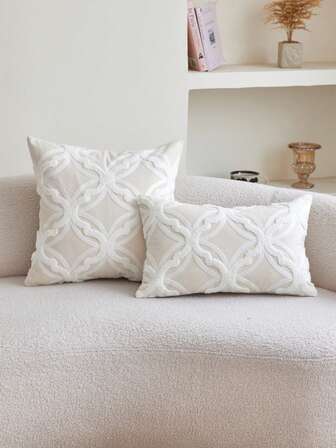 1件几何图案刺绣抱枕套，用途广泛，适用于客厅、沙发、卧室等家居装饰，适合各种空间。