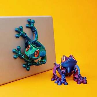 1 pieza Estatua de rana magnética impresa en 3D - Decoración de refrigerador con rana, ornamento de sobremesa de plástico de alta densidad - Rana magnética oscilante con ojos expresivos, una pequeña pieza linda y exquisita, hecha de material plástico resistente, adecuada para decorar escritorios, refrigeradores y acuarios - Es un regalo ideal para amantes de la naturaleza.