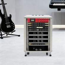 Futchoy 15U Audio Rack, Audio Rack With Feet & Wheels, Rolling Studio Rack Case - Grey - View 1