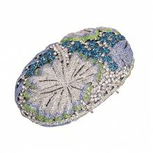 Sparkly Crystal Evening Clutch Luxury Flower Rhinestone Evening Bags Wedding Formal Party Handbags Purses - Baby Blue - View 5