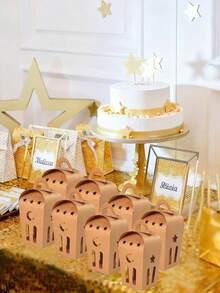 1/10/20个装牛皮纸礼品盒，镂空星月图案，棕色牛皮纸糖果盒，适用于派对、礼品包装和纪念品 - 彩色 - 查看 4