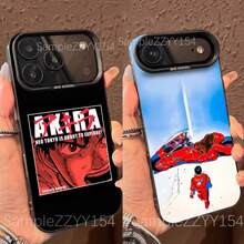 Funda de teléfono con diseño de anime AKIRA en color rojo y acabado mate negro compatible con modelos 17, 16, 15, 14, 13, 12, X, 8, Pro, Max, Plus, E, SE4, Air, Mini - z8 - Ver 1