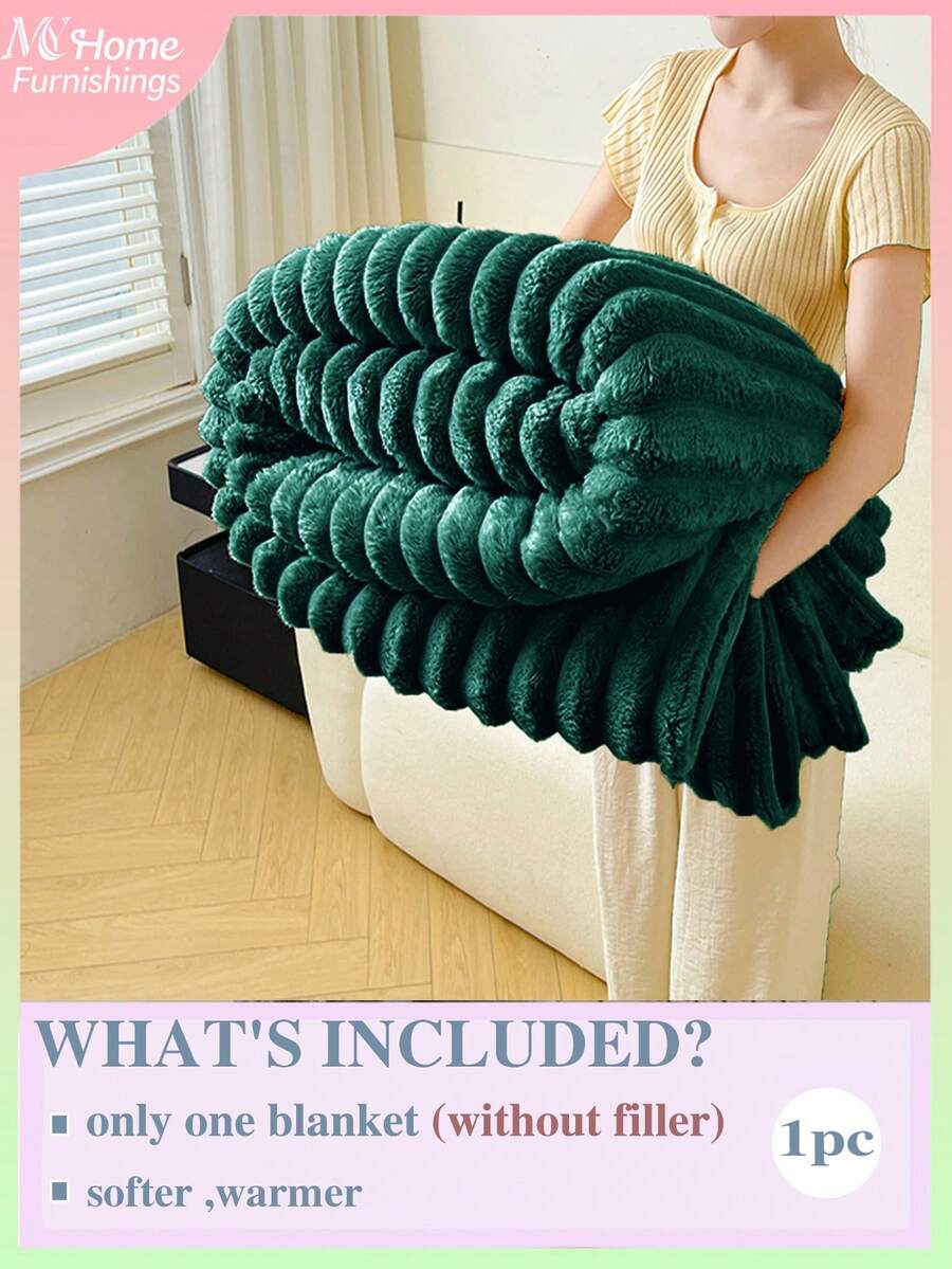 1 Stück weiches Fleece-Decke, in mehreren Farben erhältlich, minimalistisch & modisch Heimdekoration, geeignet für Schlafzimmer, Studentenwohnheim, Sofa, Büro-Nickerchen, perfekt als Valentinstag Geschenk, maschinenwaschbar - Dunkelgrün - Übersicht 1