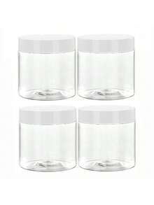 4pcs, 7cm In Diameter, Plastic Storage Bottle With Lid, Pigment Dispensing Bottle, Cream Bottle, Facial Mask Bottle, Eye Cream Bottle, Face Cream Bottle, PET, Wide Mouth, Transparent, Trial Fit, Small Dispensing Bottle, Cosmetics Dispensing Bottle - Clear - View 2