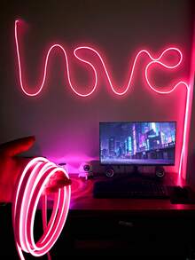 Luz de neón LED rosa, alimentada por batería, adecuada para bodas, habitación de princesa, decoración de dormitorio, iluminación de fiestas, letrero de neón, requiere baterías AA (no incluidas) - Rosa - Ver 4