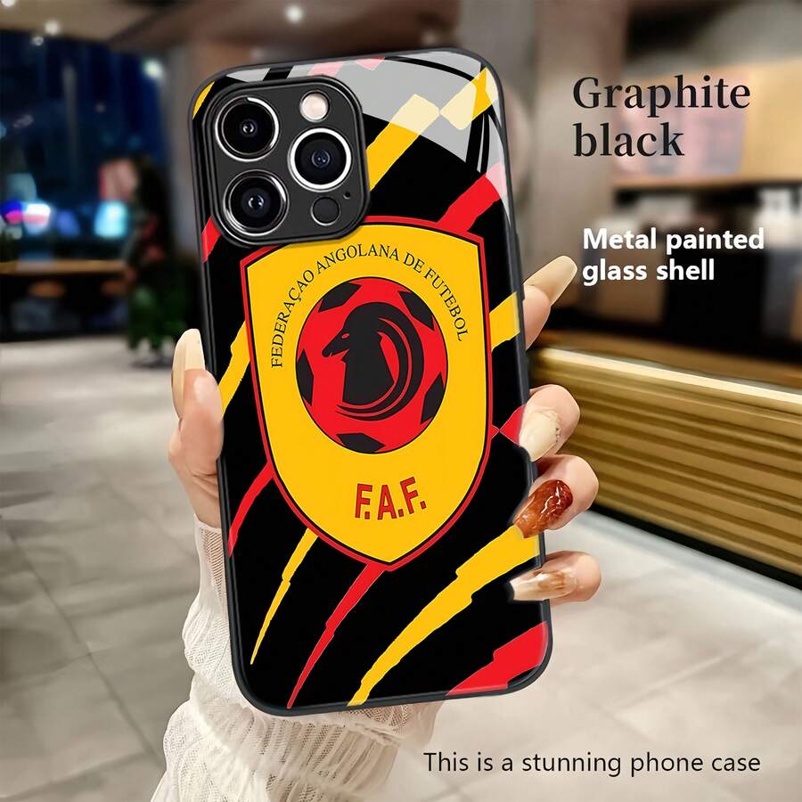 Funda para móvil Lion HD de cristal templado, con diseño de balón de fútbol y rayas vibrantes. Compatible con  17,  16,  16 Pro Max,  15,  15 Pro Max,  14,  13,  12 y  11 Pro. Fabricada en TPU, ofrece protección antigolpes. Un regalo ideal para familiares, amigos, niños, cumpleaños, Año Nuevo Chino, vacaciones, parejas y San Valentín. - Negro - Ver 1
