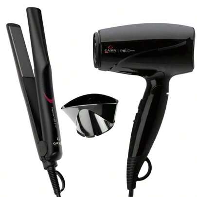 Secador Portátil Viagem 1600W Bivolt Cabo Dobrável Prancha Profissional 210°C Íons Antifrizz Gama Italy