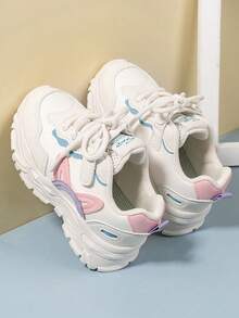 儿童运动鞋，女童真皮魔术贴多功能休闲厚底运动鞋，中童及大童轻便跑步鞋，婴儿软底幼儿鞋 - 粉色 - 查看 4