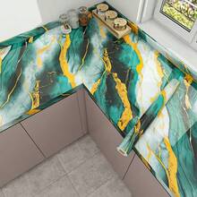 1 Roll Of Green Marble Contact Wallpaper,Removable Self Adhesive Wallpaper, Any Pattern Can Be Cut,Used For Kitchen Decor Bedroom Decor DIY Home Decoration, Room Decoration, Wall Decoration - Green - View 5