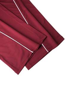 Modcrash Celana Jogger Pria Bergaris Lebar, Celana Jogger Kasual Longgar dengan Tali Serut di Pinggang, Celana Olahraga Panjang untuk Pemakaian Sehari-hari, Lari, Musim Semi, dan Gugur - Burgundy - View 11