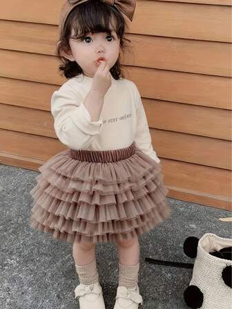 Falda de tul esponjosa para niña, nueva falda versátil para niños de estilo moderno