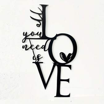 1pc Romantic LOVE Metal Wall Decor – Minimalist Script Design, Durable Iron Sign For Wedding, Anniversary, Valentine's Day & Home Decoration