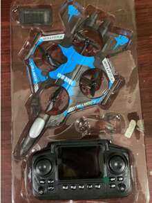 CASRRA K500遥控无人机，采用SBS防摔材料制成，迷彩涂层，一键翻转/起飞/下降/悬停/手抛功能，适合初学者，可在室内/室外/派对中使用，多旋翼四轴飞行器玩具，战斗机遥控玩具（包含备用螺旋桨叶片），也是生日/圣诞节/万圣节的绝佳礼物。 - 藍色 - 查看 17