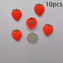 5/10pcs Of Fridge Magnets, Cute Cartoon Strawberry Magnets For Creative Message Boards, Whiteboard Sticky Notes - Red - View 10