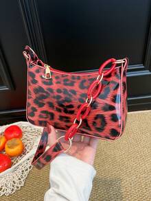 New Fashionable Versatile Chain Shoulder Bag, Underarm Handbag For Women - Red - View 1
