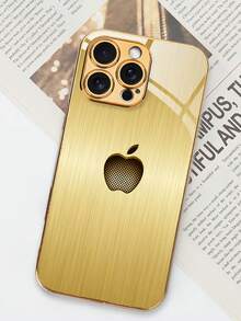 1个苹果设计奢华玻璃背板电镀金非金属手机壳，兼容 16/15/14/13/12/11 Pro Max、16e，Galaxy A52/A53/A54/A55/A56、S21/S22/S23/S24/S25 Plus、Ultra，男女皆宜的理想生日/圣诞礼物 - 金色 - 查看 4