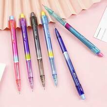 2pcs Creative Rainbow Mechanical Pencils 0.5/0.7mm, Refillable Automatic Pencils For Drawing, Sketching, Writing & Office Supplies