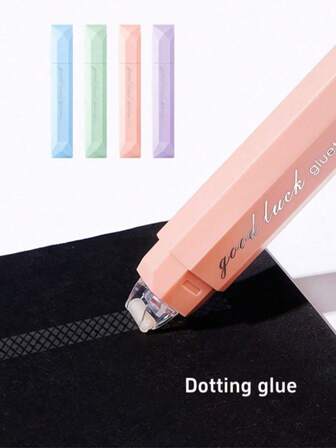 4pcs Gradient Color Glue Tape, Pen Type Double Sided Adhesive Dot Tape Roller Dispenser Runner, For Memo Diary Craft DIY Handwork Scrapbook Tape, Student Back To School Office